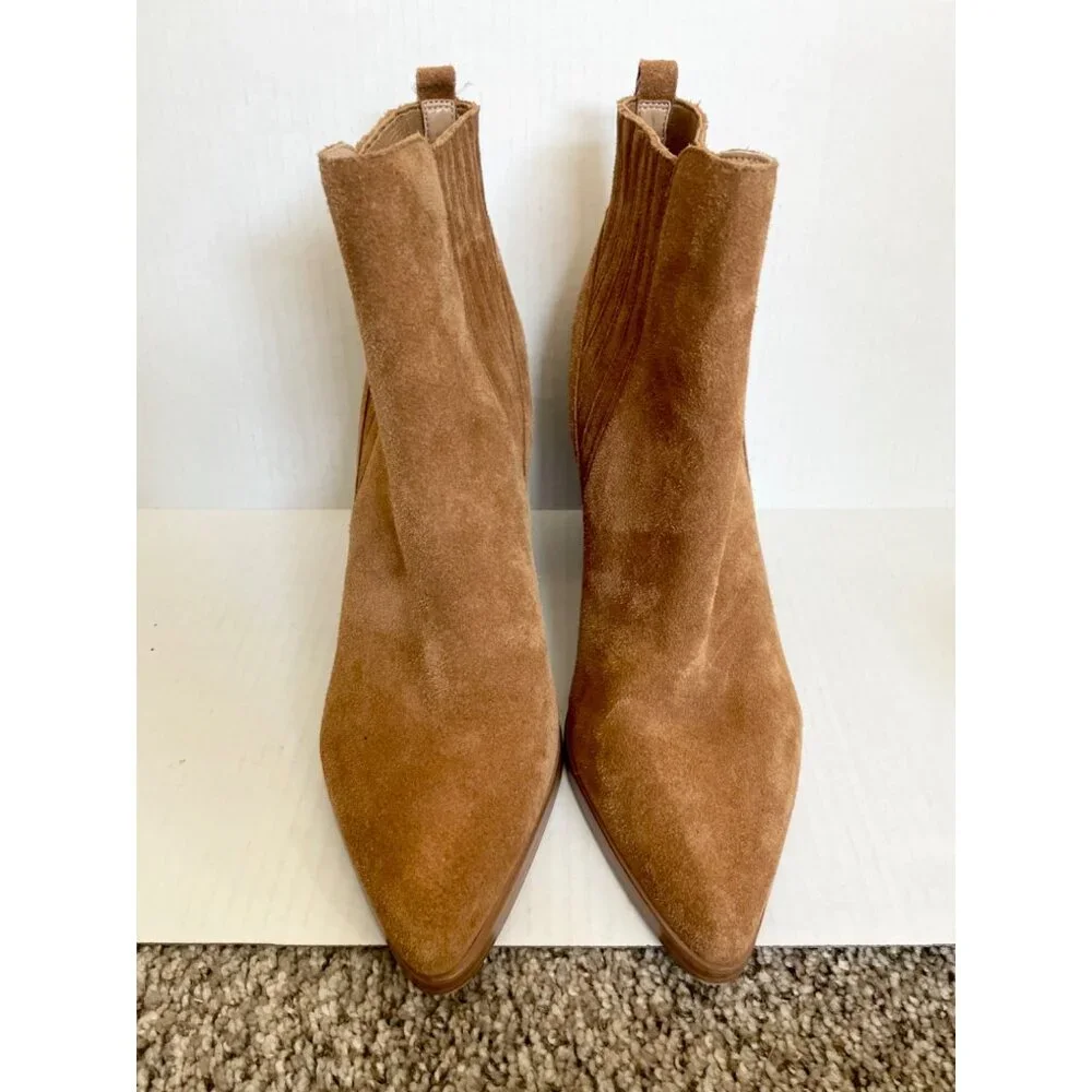 Marc Fisher Alva Suede Ankle Booties With Stacked Heel - Picture 5 of 11
